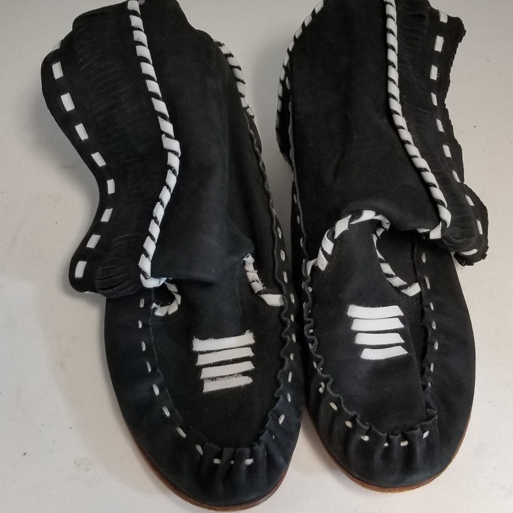 Black Suede Leather El Vaquero Moccasin Boots 7